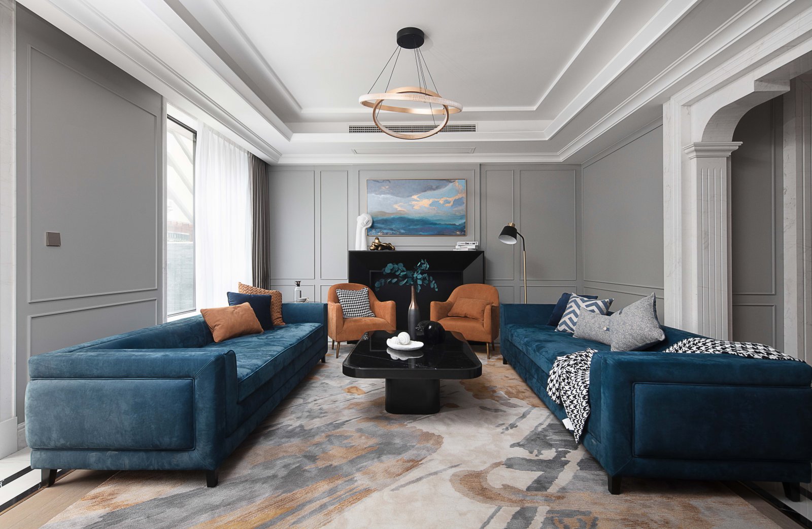 装修案例现代轻奢风格室内装修效果图-客厅 装修案例现代轻奢风格室内装修效果图-客厅