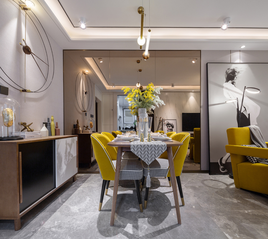 现代轻奢风格室内家装案例效果图-餐厅 现代轻奢风格室内家装案例效果图-餐厅