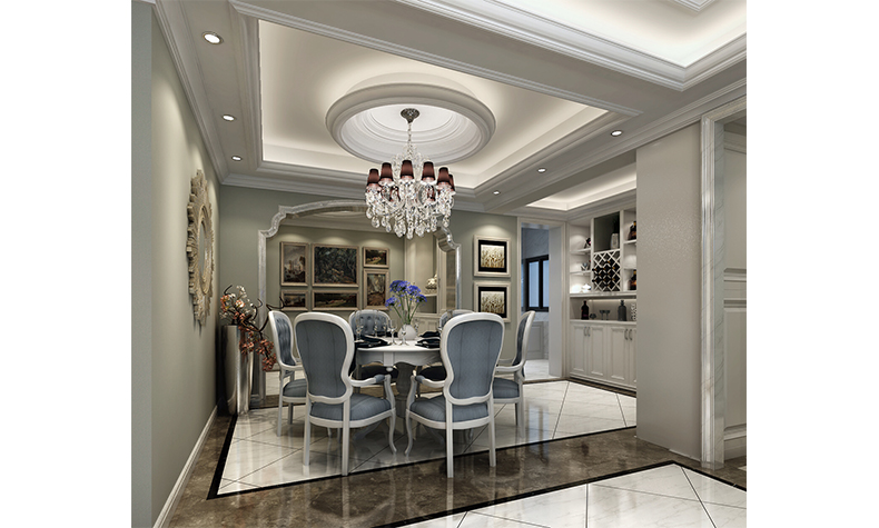 现代欧式风格室内装修效果图-绿地海长流三居126平米-餐厅 现代欧式风格室内装修效果图-绿地海长流三居126平米-餐厅
