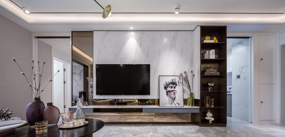 现代轻奢风格室内家装案例效果图-客厅 现代轻奢风格室内家装案例效果图-客厅