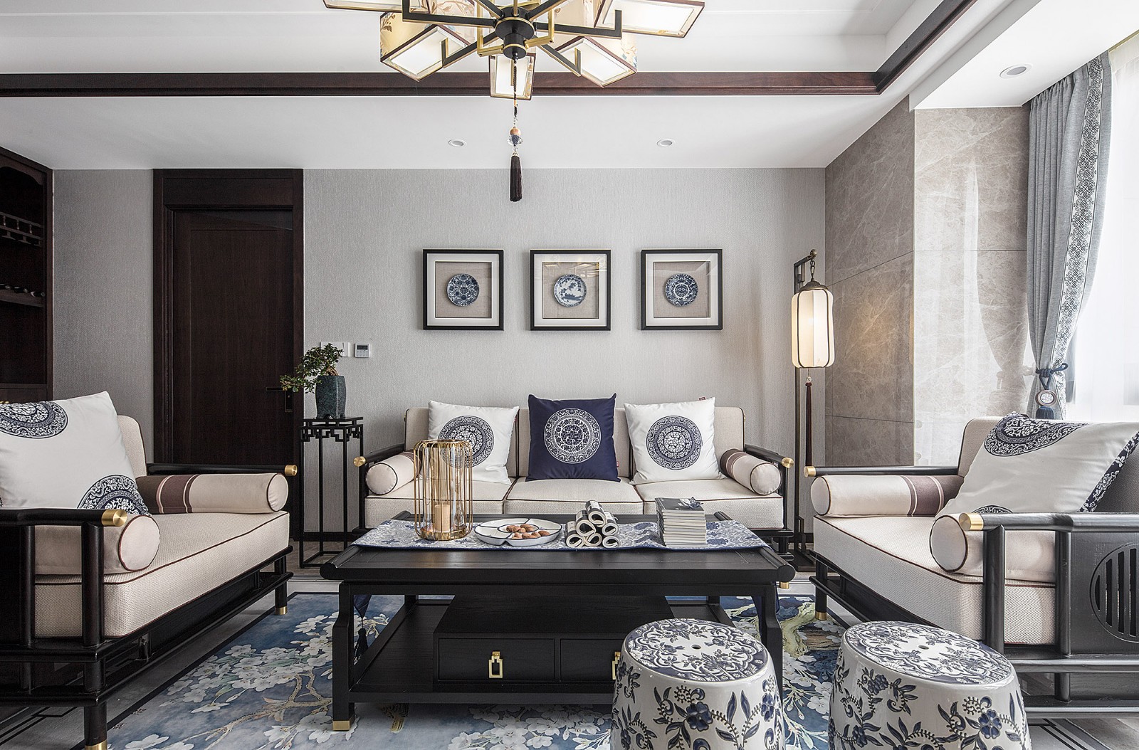 装修案例新中式风格室内装修效果图-客厅 装修案例新中式风格室内装修效果图-客厅